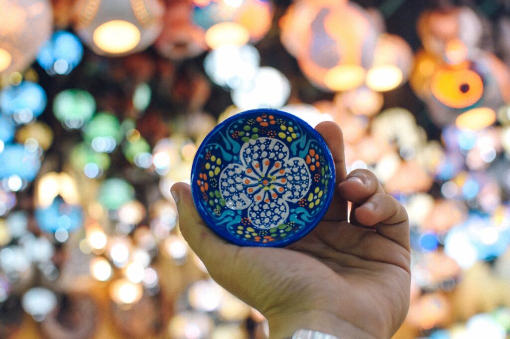 hand held turkish pottery in a local market